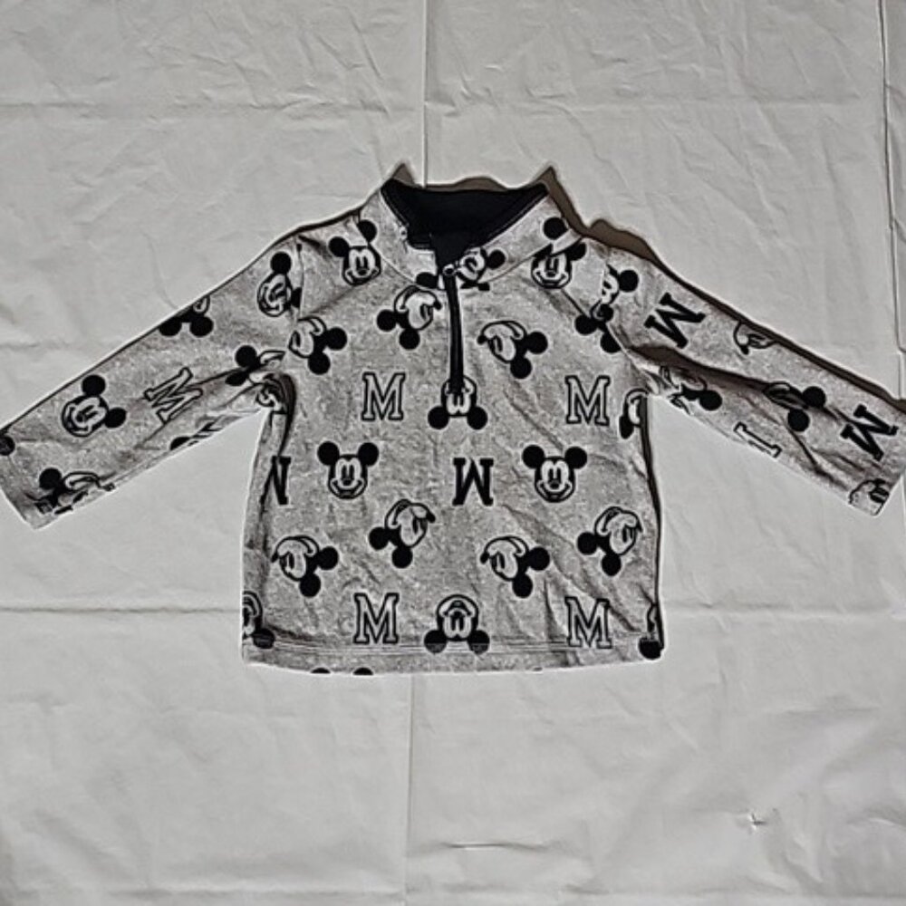 Disney Jumping Beans Size 12 Months Gray 1/4 Zip Mickey Patterned Pullover Top